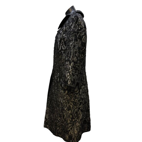 St John Couture Metallic Black Evening Coat Textured Beaded Design 10 - Picture 5 of 9